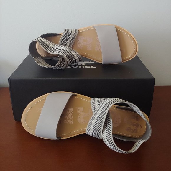 SOREL Ella Dove Leather Cross Ankle Sandals Size 9 NIB - Picture 3 of 8